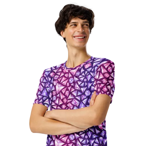 Pink Crystal Static on a Men's Crew Neck T-Shirt