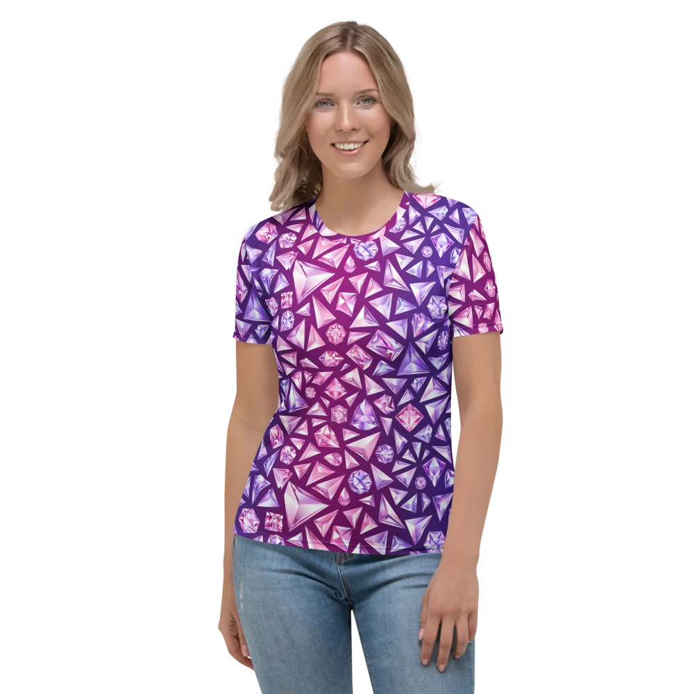 Pink Crystal Static on Women's Crew Neck T-Shirt — Front