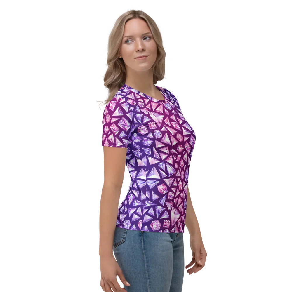Pink Crystal Static on Women's Crew Neck T-Shirt — Right
