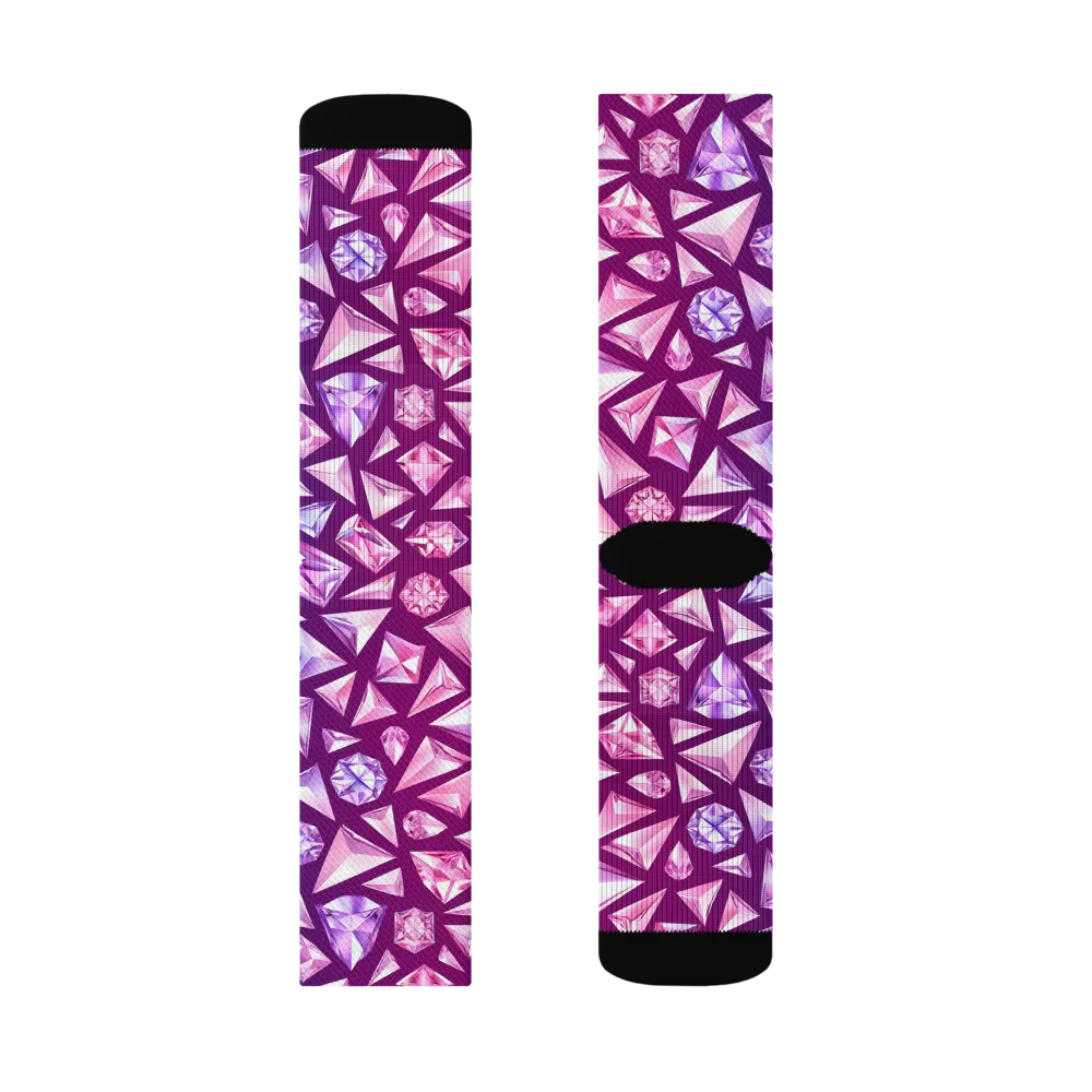 Pink Crystal Static on Socks — Left Sock