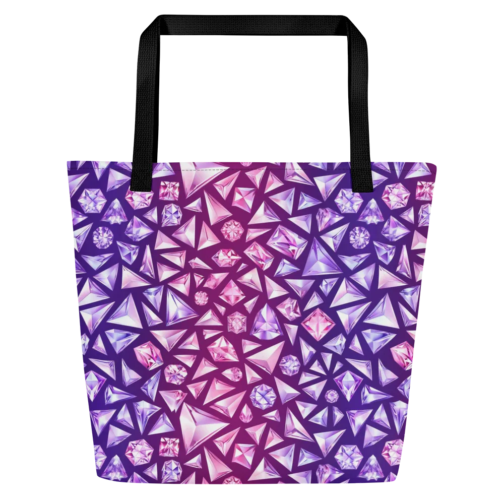 Pink Crystal Static on Large Tote Bag W/ Pocket — Front