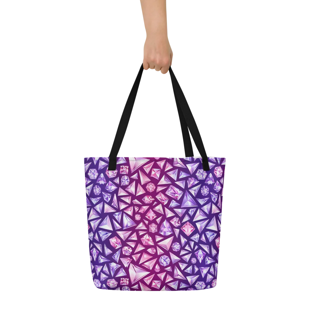 Pink Crystal Static on Large Tote Bag W/ Pocket — Front