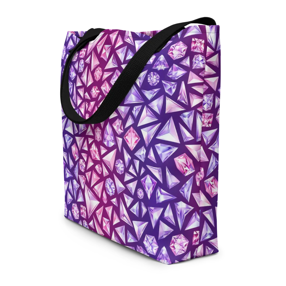 Pink Crystal Static on Large Tote Bag W/ Pocket — Front