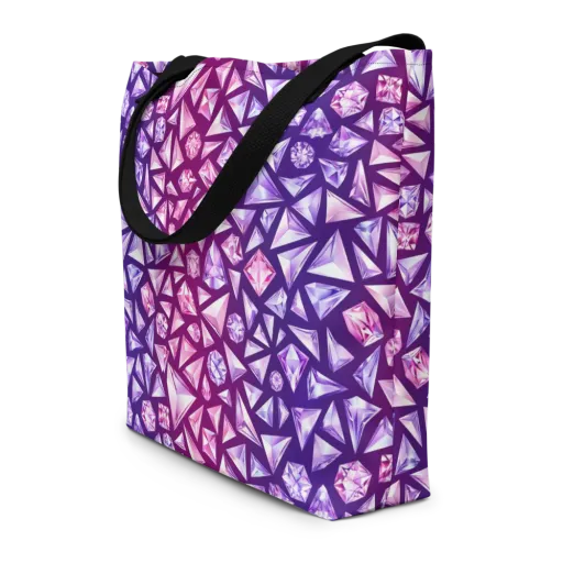 Pink Crystal Static on a Large Tote Bag W/ Pocket