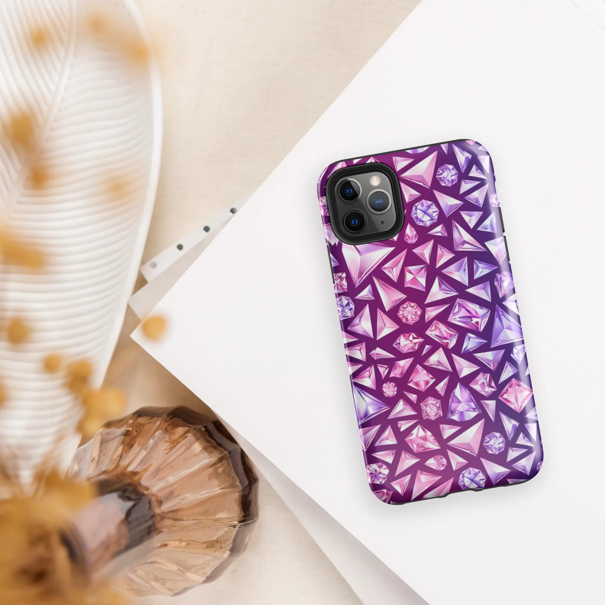 Pink Crystal Static on Tough Case for iPhone® — Front