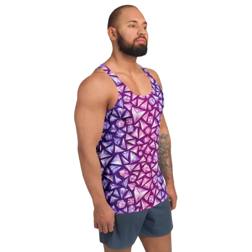 Pink Crystal Static on a Men's Tank Top