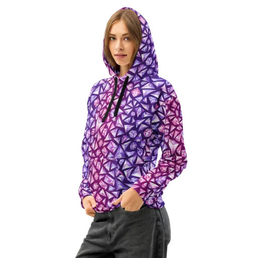 Pink Crystal Static on a Cotton Hoodie