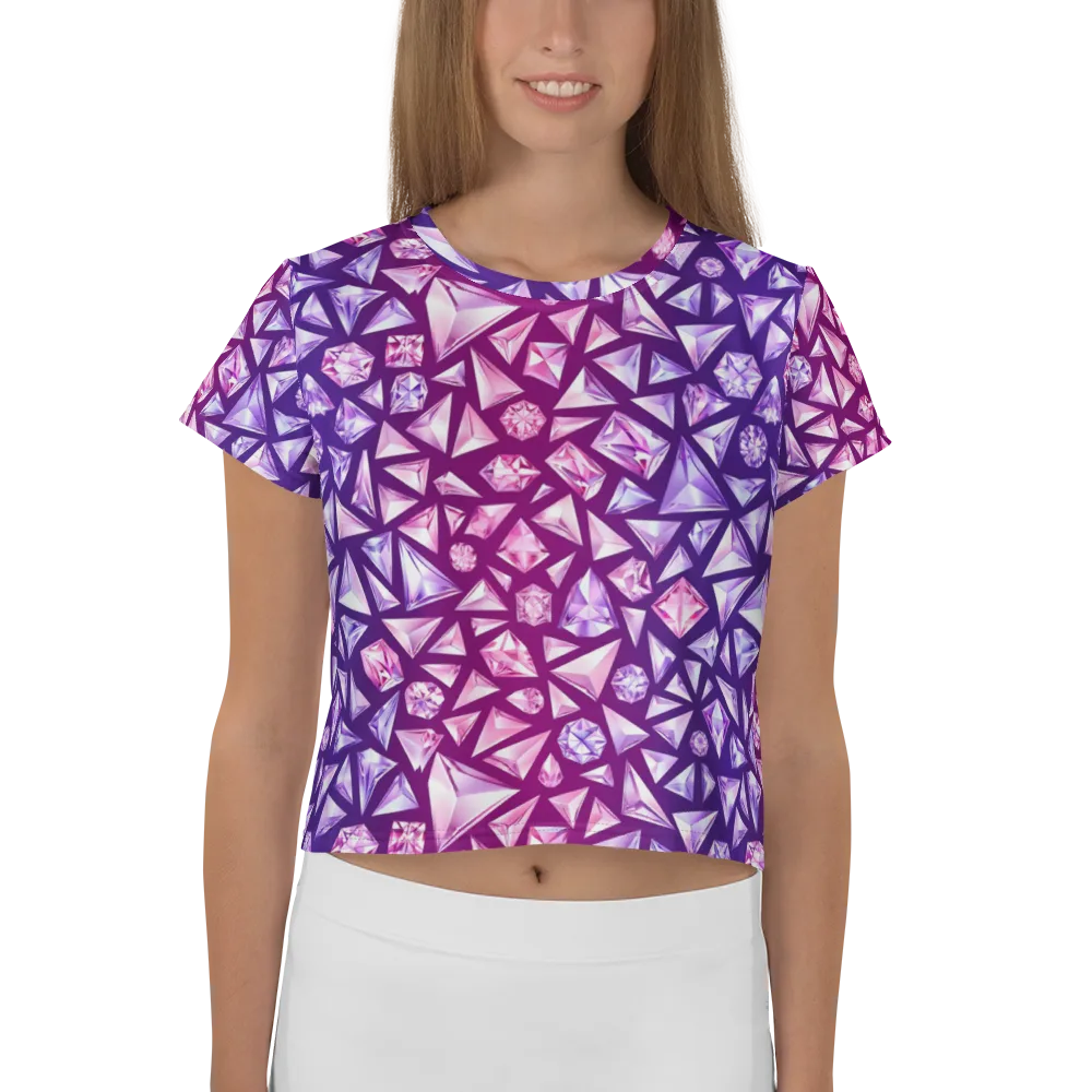 Pink Crystal Static on Crop Tee — Front