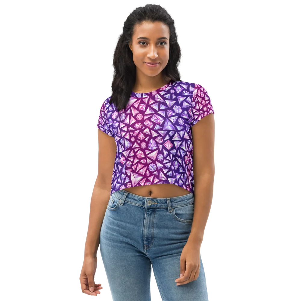 Pink Crystal Static on Crop Tee — Front