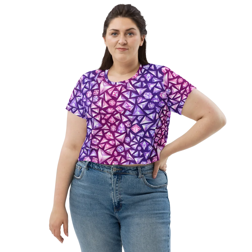 Pink Crystal Static on Crop Tee — Front