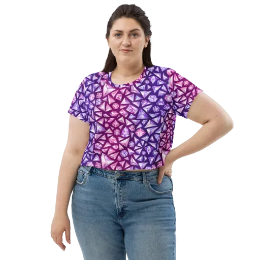 Pink Crystal Static on a Crop Tee
