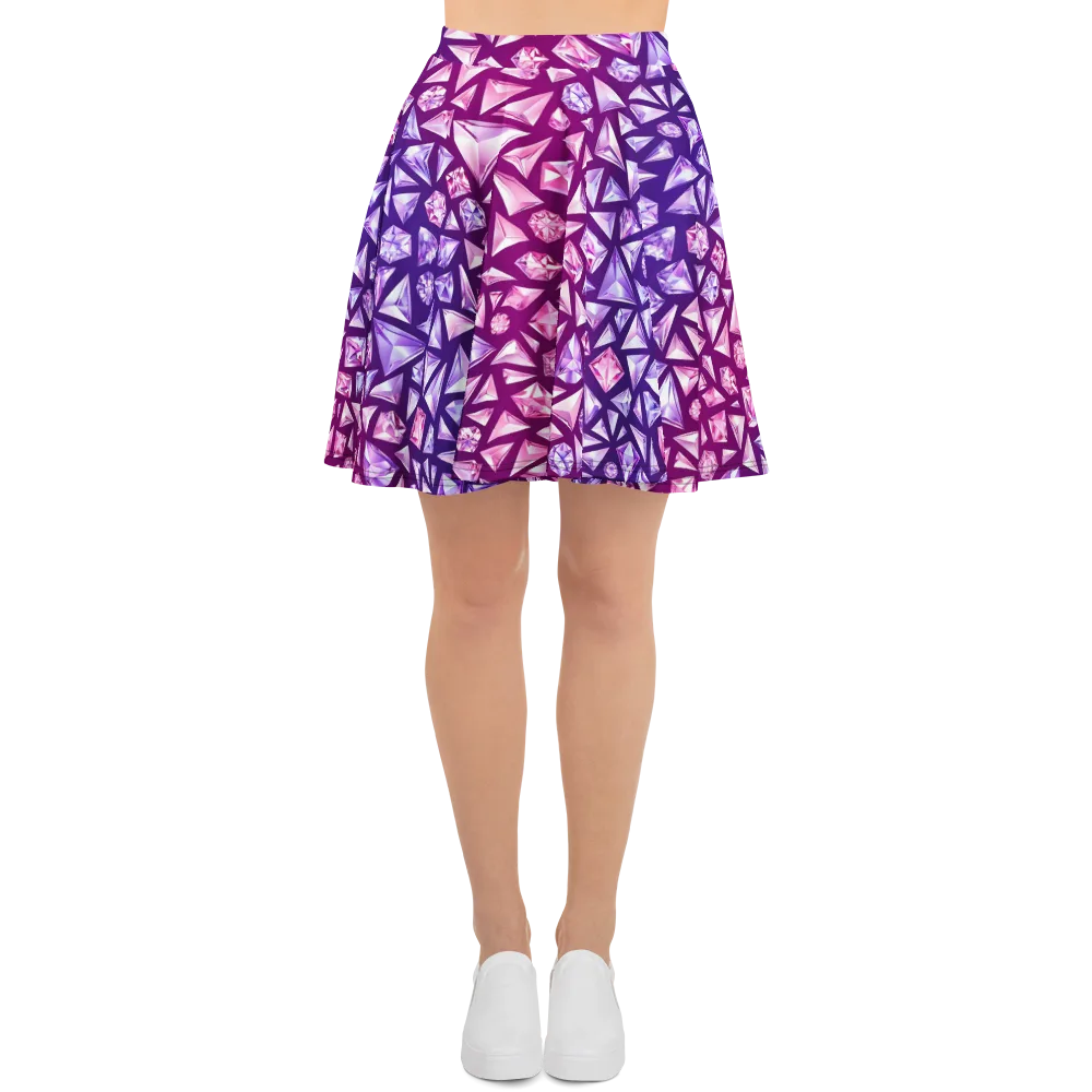 Pink Crystal Static on Skater Skirt — Front