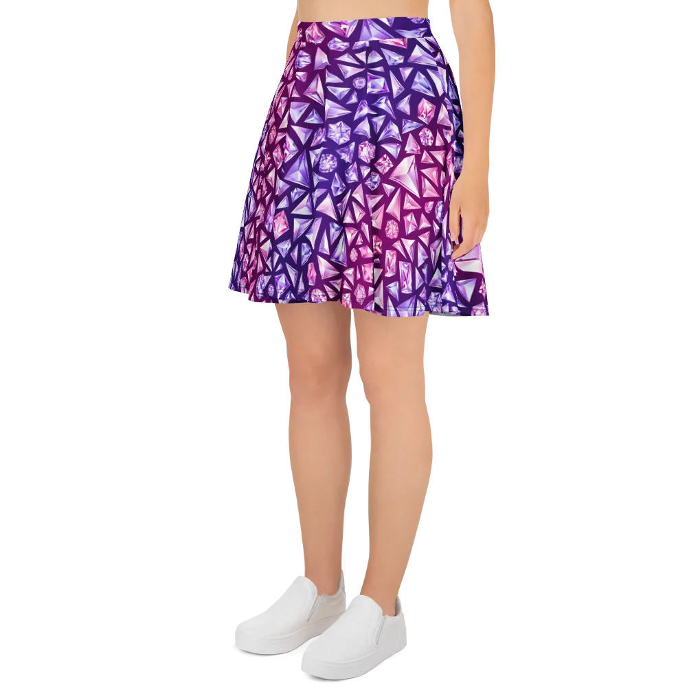 Pink Crystal Static on Skater Skirt — Left
