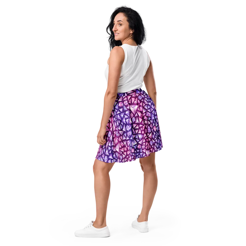 Pink Crystal Static on Skater Skirt — Back