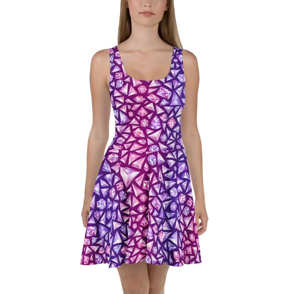Pink Crystal Static on Skater Dress — Front