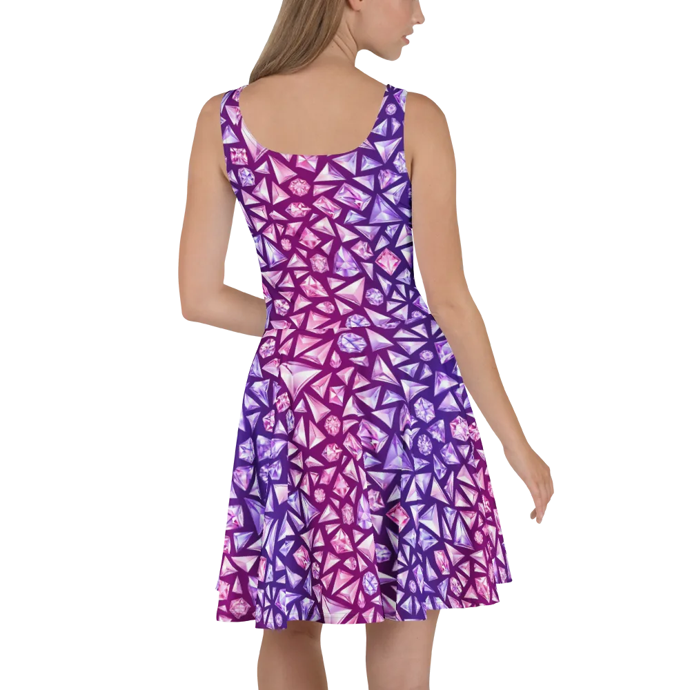Pink Crystal Static on Skater Dress — Back