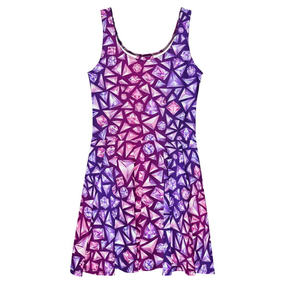 Pink Crystal Static on Skater Dress — Front