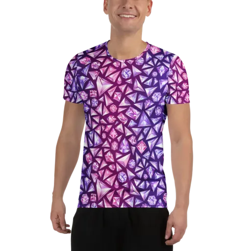 Pink Crystal Static on a Men's Athletic T-Shirt