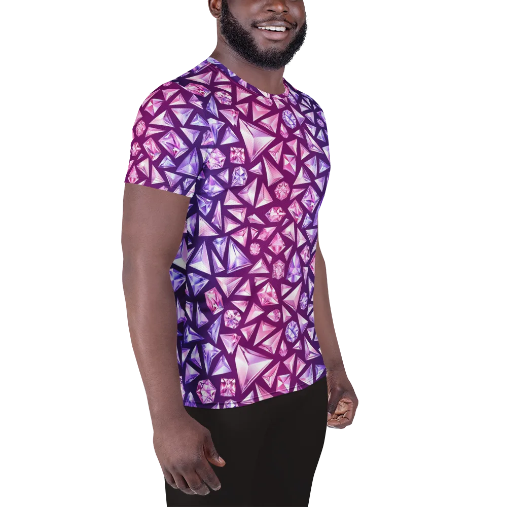 Pink Crystal Static on Men's Athletic T-Shirt — Right