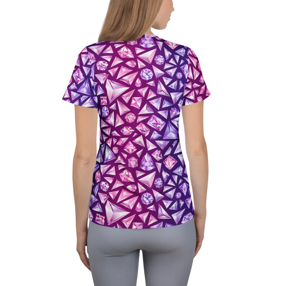 Pink Crystal Static on Women's Athletic T-Shirt — Back