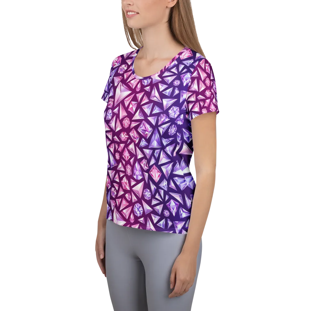 Pink Crystal Static on Women's Athletic T-Shirt — Left