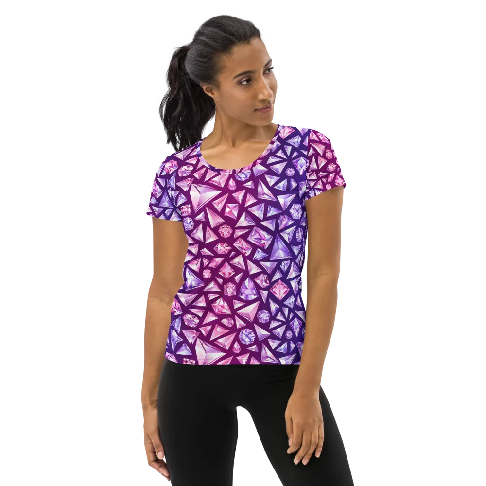 Pink Crystal Static on Women's Athletic T-Shirt — Front