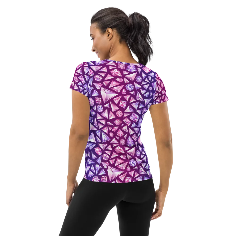 Pink Crystal Static on Women's Athletic T-Shirt — Back