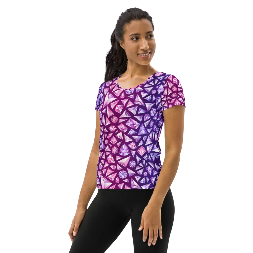 Pink Crystal Static on Women's Athletic T-Shirt — Left