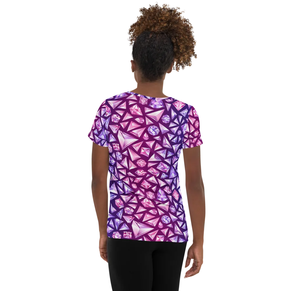 Pink Crystal Static on Women's Athletic T-Shirt — Back