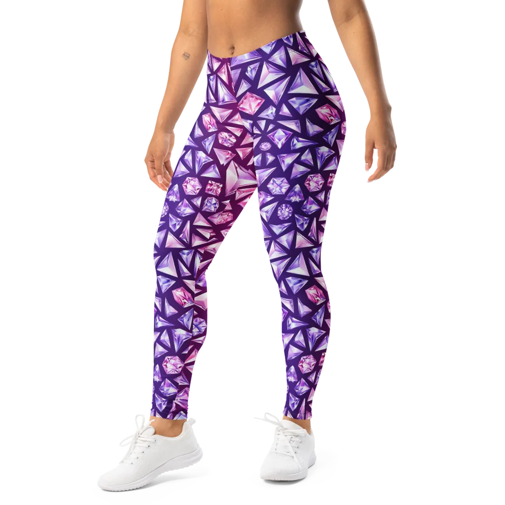 Pink Crystal Static on Leggings — Left Front