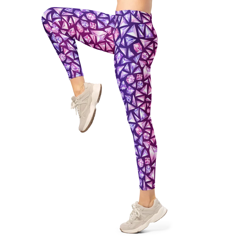 Pink Crystal Static on Leggings — Left