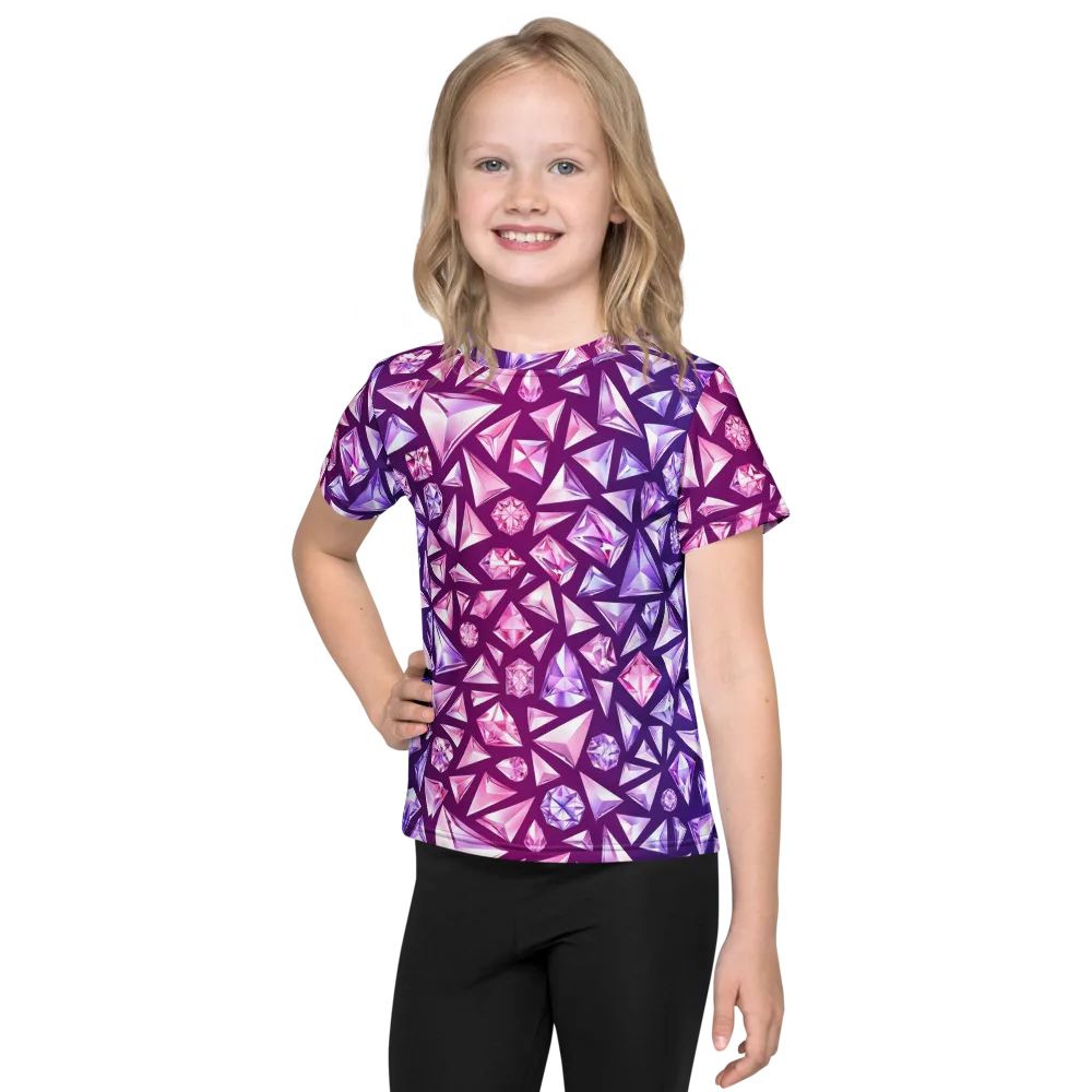 Pink Crystal Static on Kids Crew Neck T-Shirt — Front