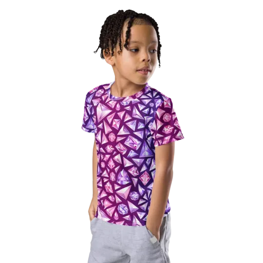 Pink Crystal Static on a Kids Crew Neck T-Shirt