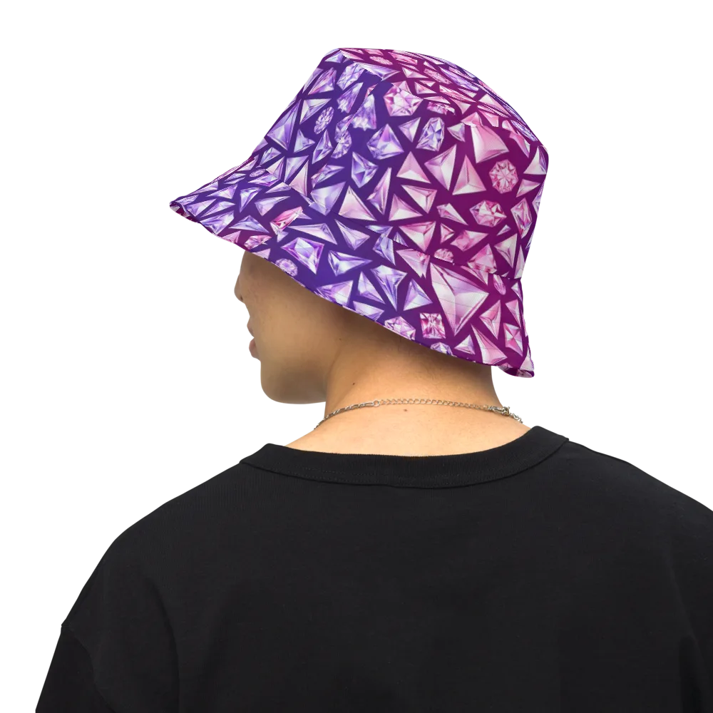 Pink Crystal Static on Reversible Bucket Hat — Back Inside