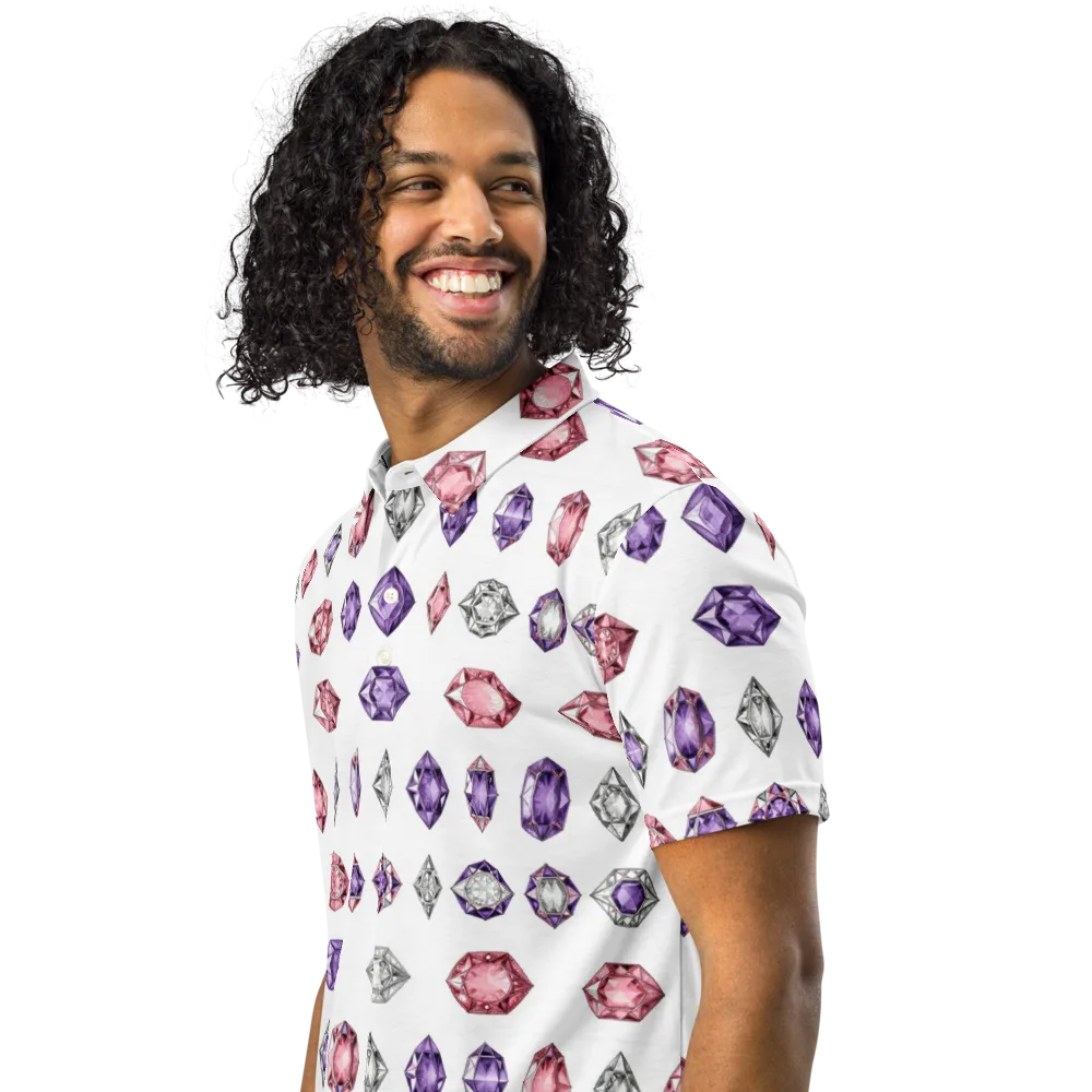 Gemstone Parade on Men's Slim Fit Polo Shirt — Left Front