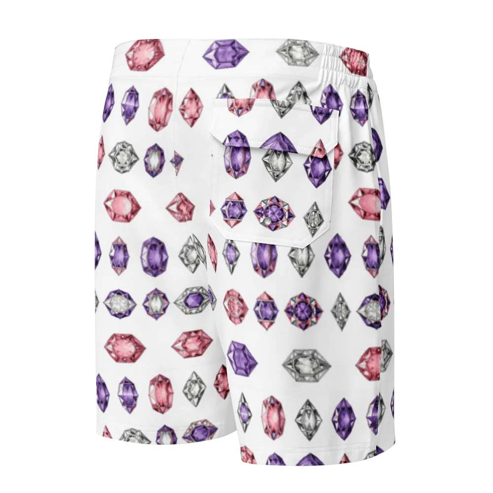Gemstone Parade on Men's Board Shorts — Back