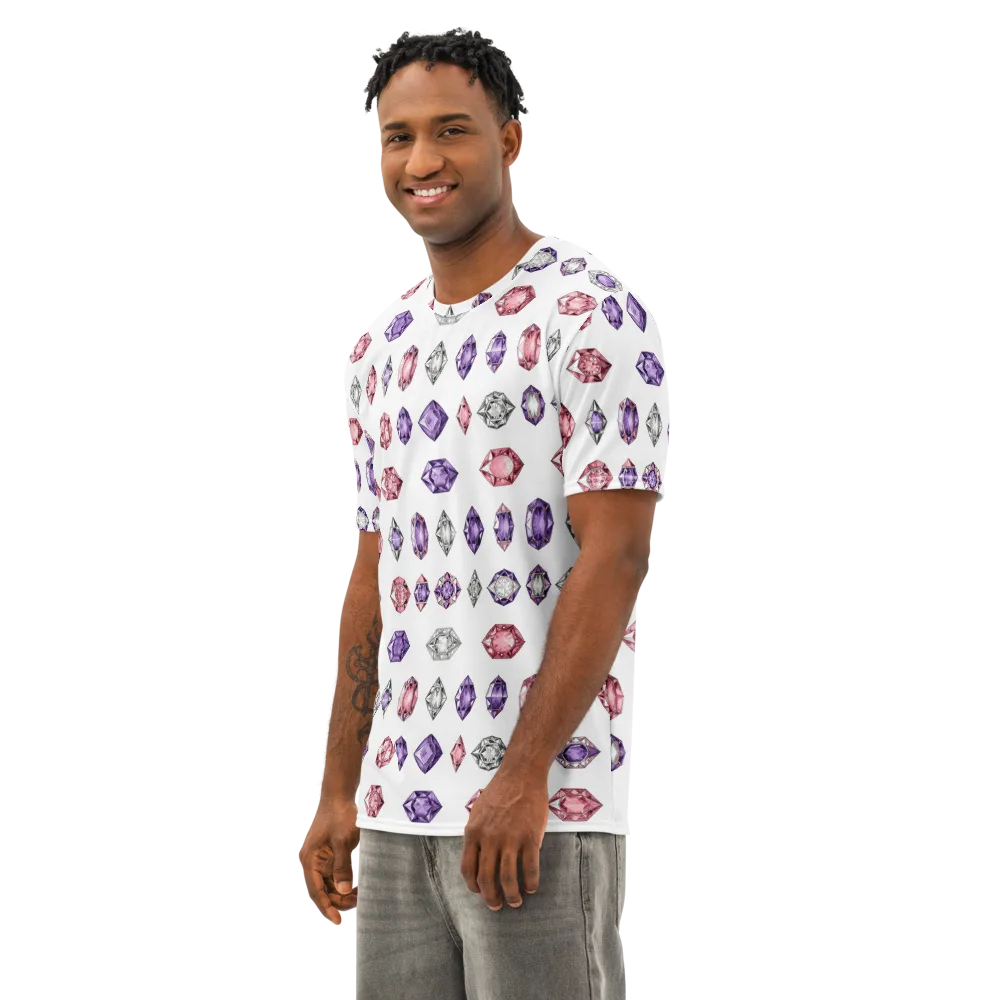 Gemstone Parade on Men's Cotton Crew Neck T-Shirt — Left Front
