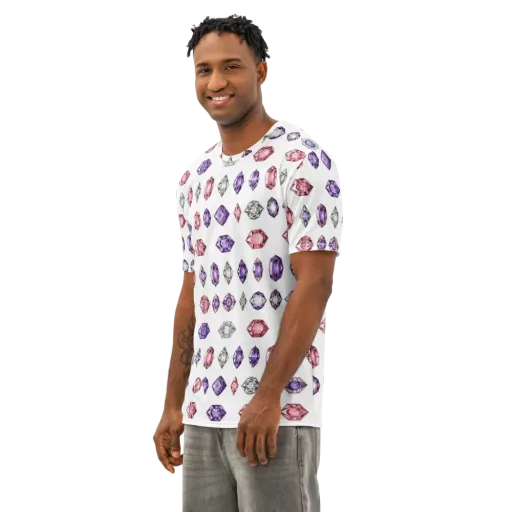 Gemstone Parade on a Men's Cotton Crew Neck T-Shirt