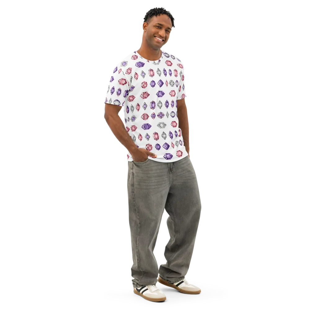 Gemstone Parade on Men's Cotton Crew Neck T-Shirt — Right Front