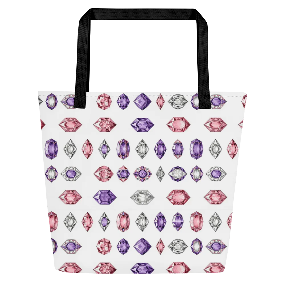 Gemstone Parade on Large Tote Bag W/ Pocket — Front