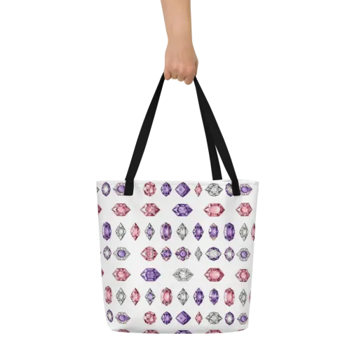 Gemstone Parade on a Large Tote Bag W/ Pocket