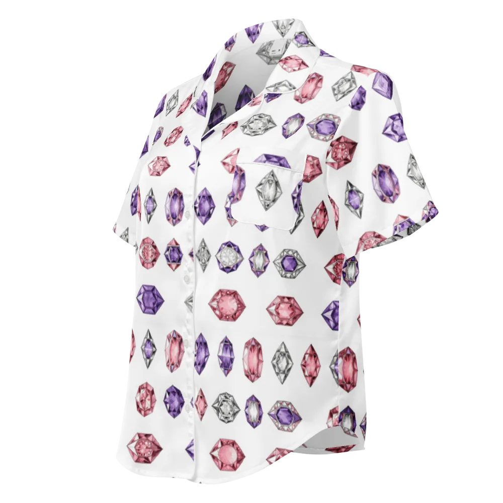 Gemstone Parade on Women's Short Sleeve Pajama Top — Left Front