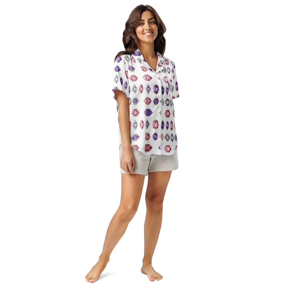 Gemstone Parade on Women's Short Sleeve Pajama Top — Front