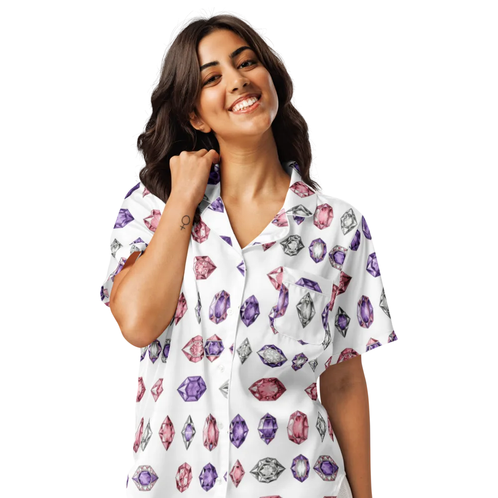 Gemstone Parade on Women's Short Sleeve Pajama Top — Front