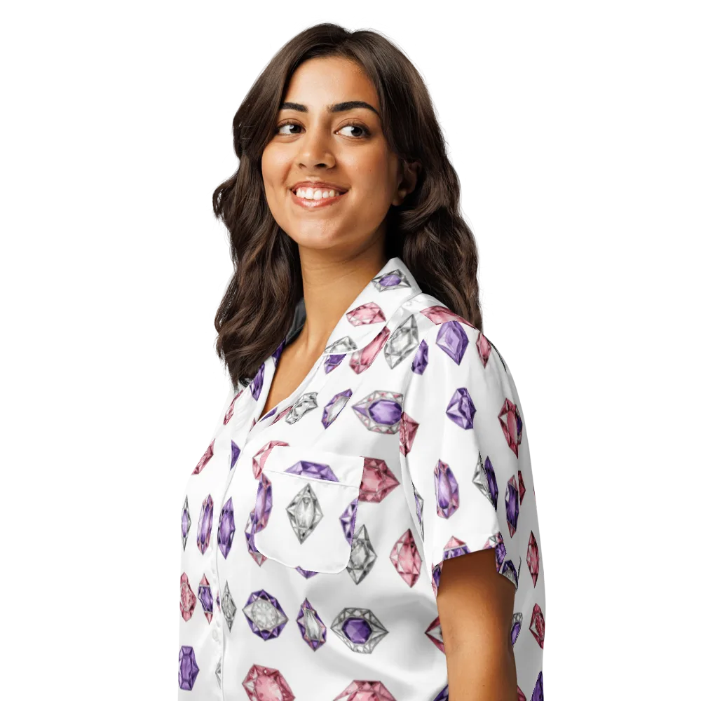 Gemstone Parade on Women's Short Sleeve Pajama Top — Left Front