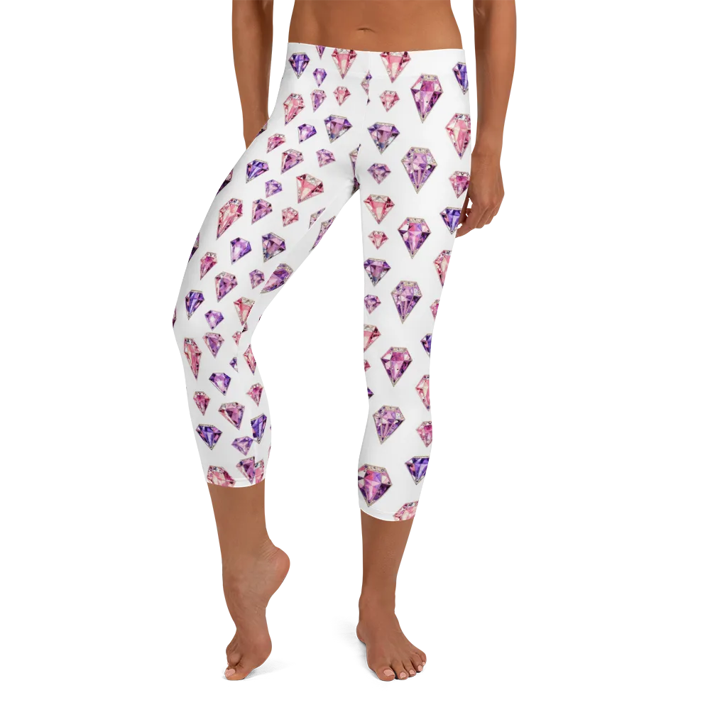 Amethyst Confetti on Capri Leggings — Front