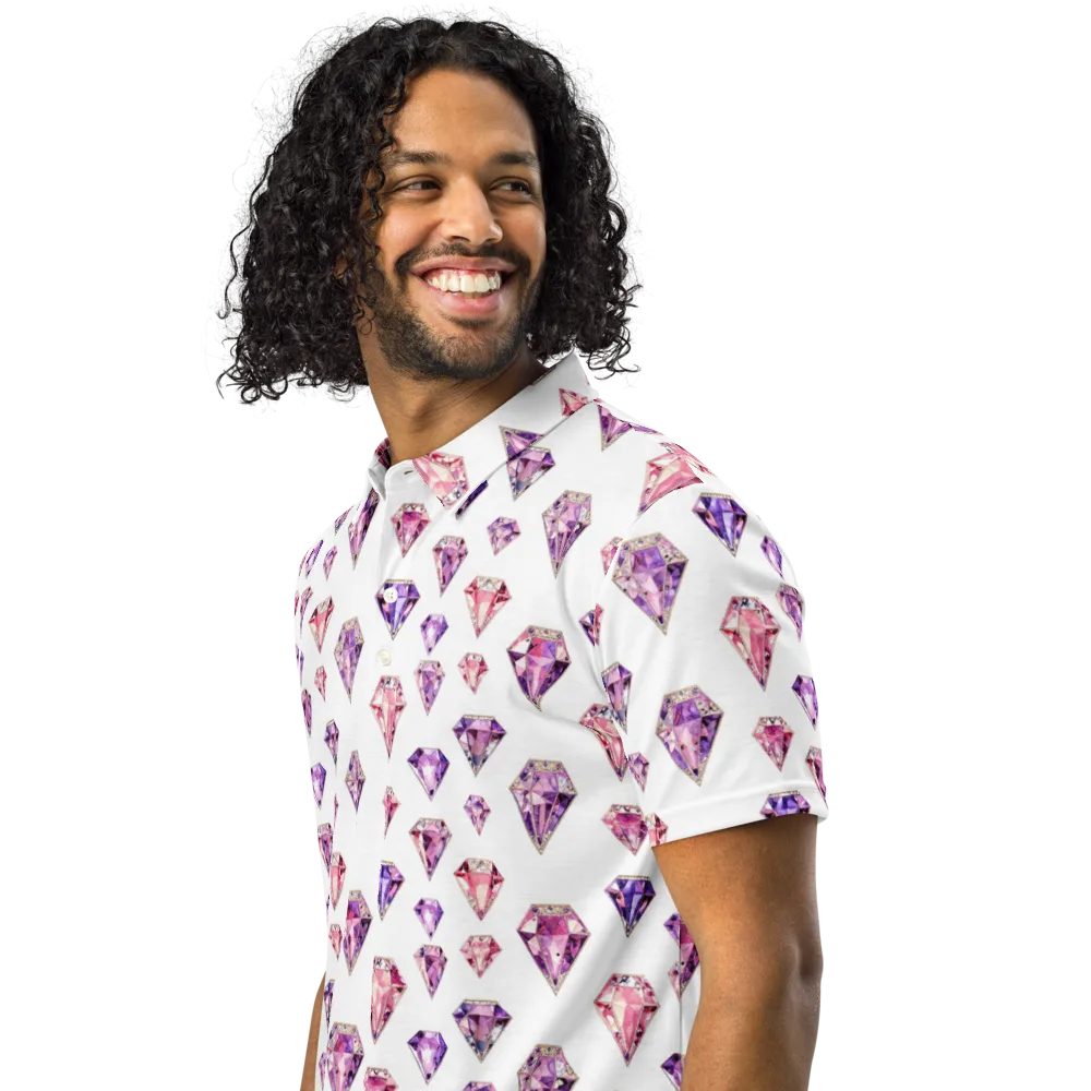 Amethyst Confetti on Men's Slim Fit Polo Shirt — Left Front