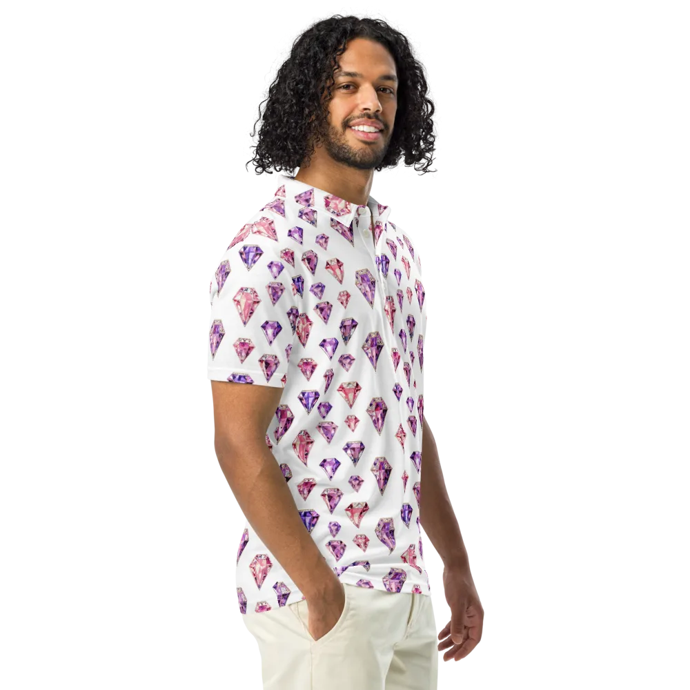 Amethyst Confetti on Men's Slim Fit Polo Shirt — Right Front