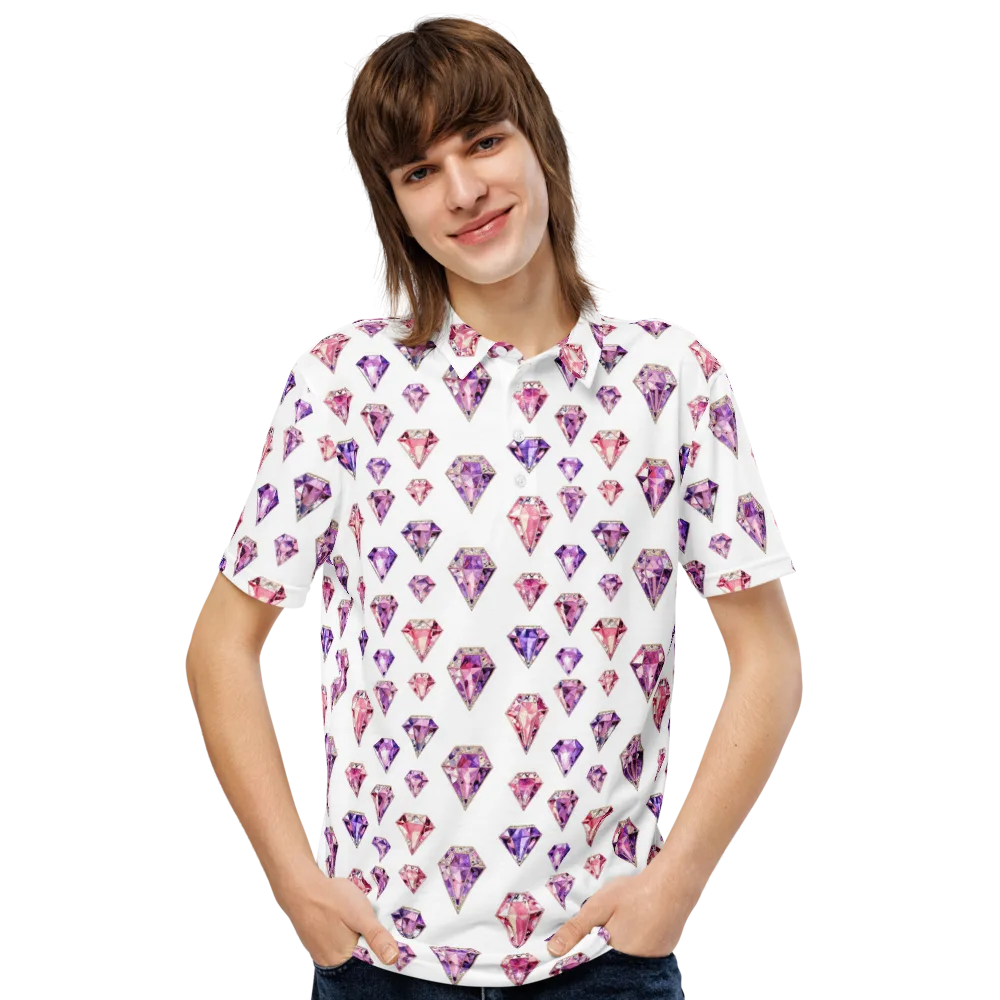 Amethyst Confetti on Men's Slim Fit Polo Shirt — Front