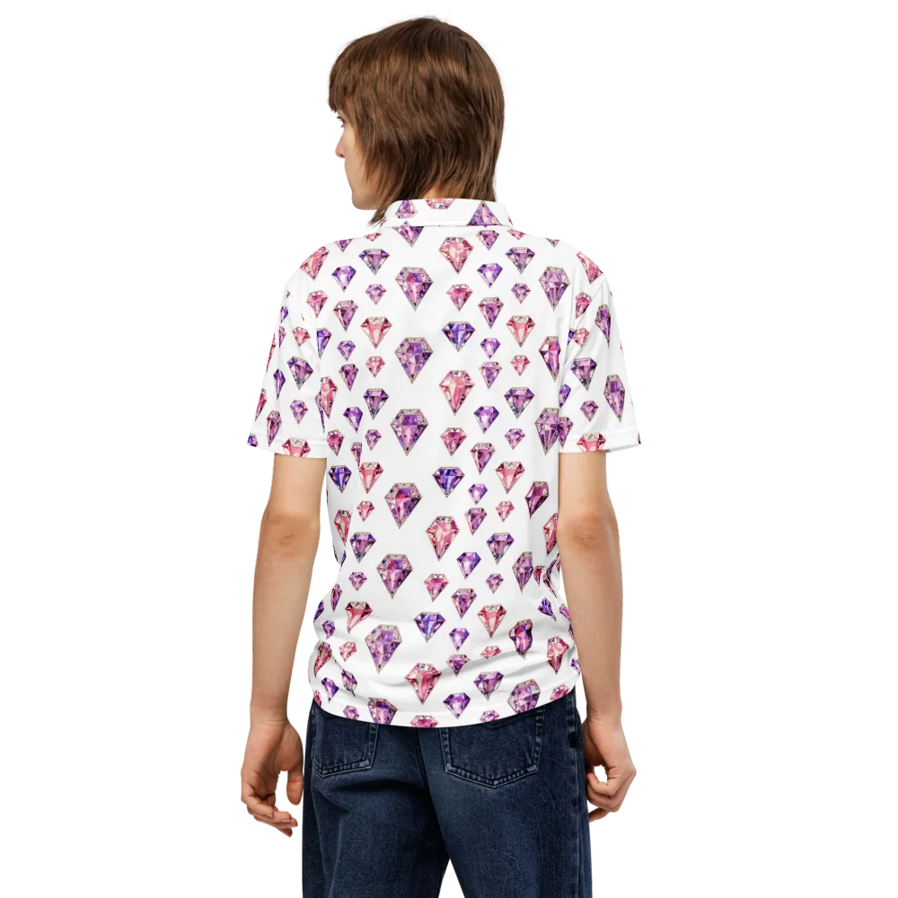Amethyst Confetti on Men's Slim Fit Polo Shirt — Back